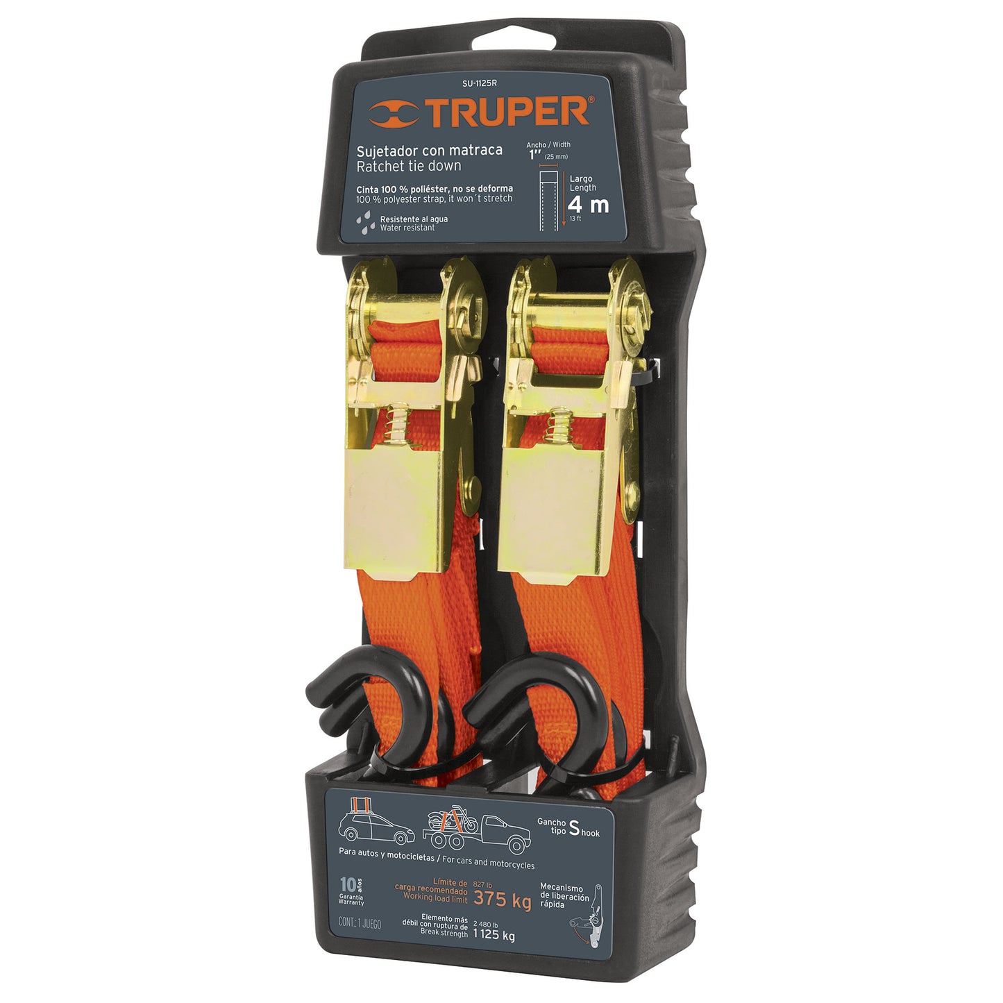 Eslinga - Sujetadores con matraca, carga máxima 1125 kg | Caja con 6 piezas