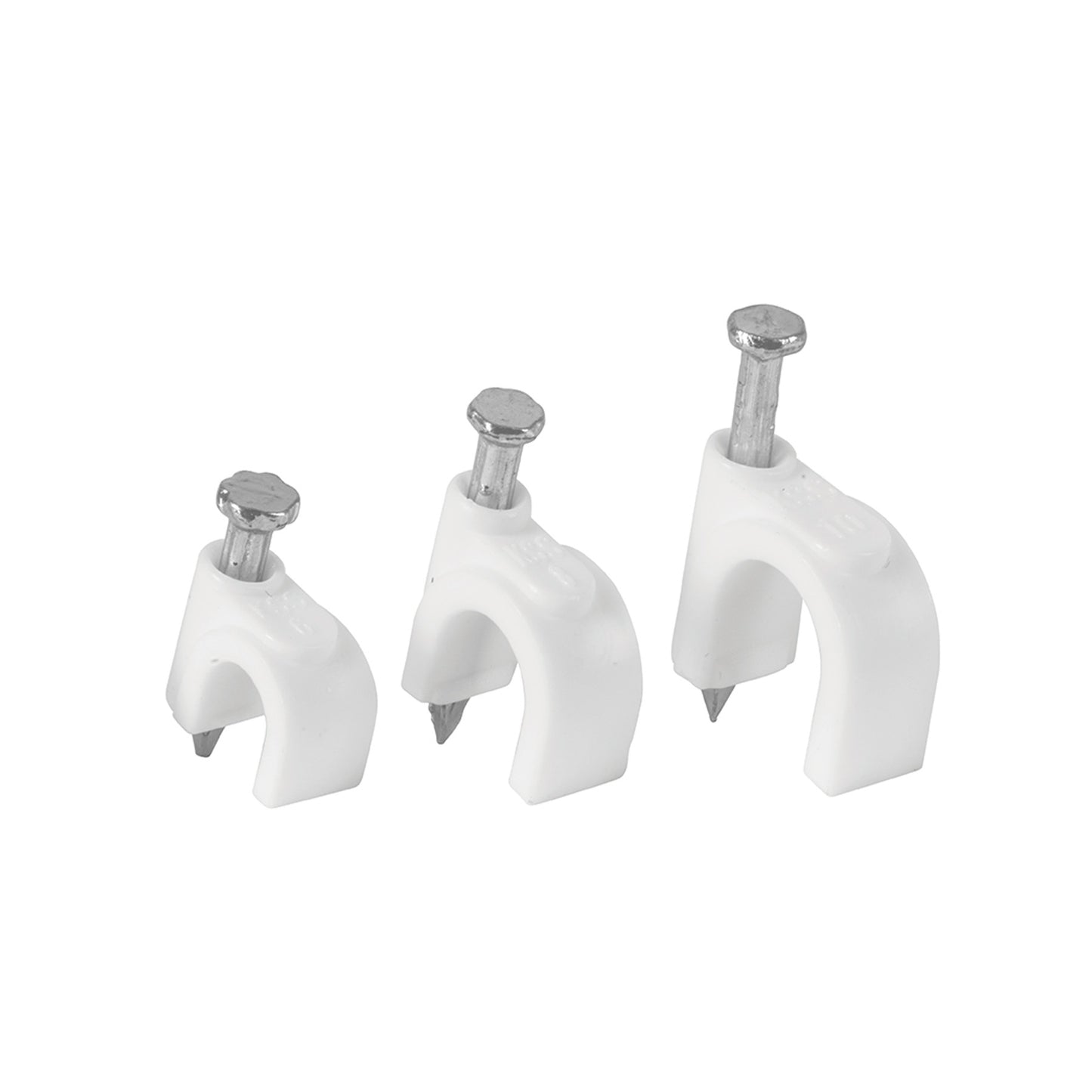 Grapas blancas para cable redondo 10mm | bolsa con 500 piezas