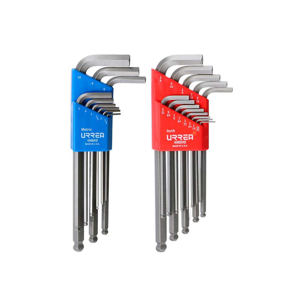 Juego de 22 llaves hexagonales "L"combinado punta de bola rack Urrea