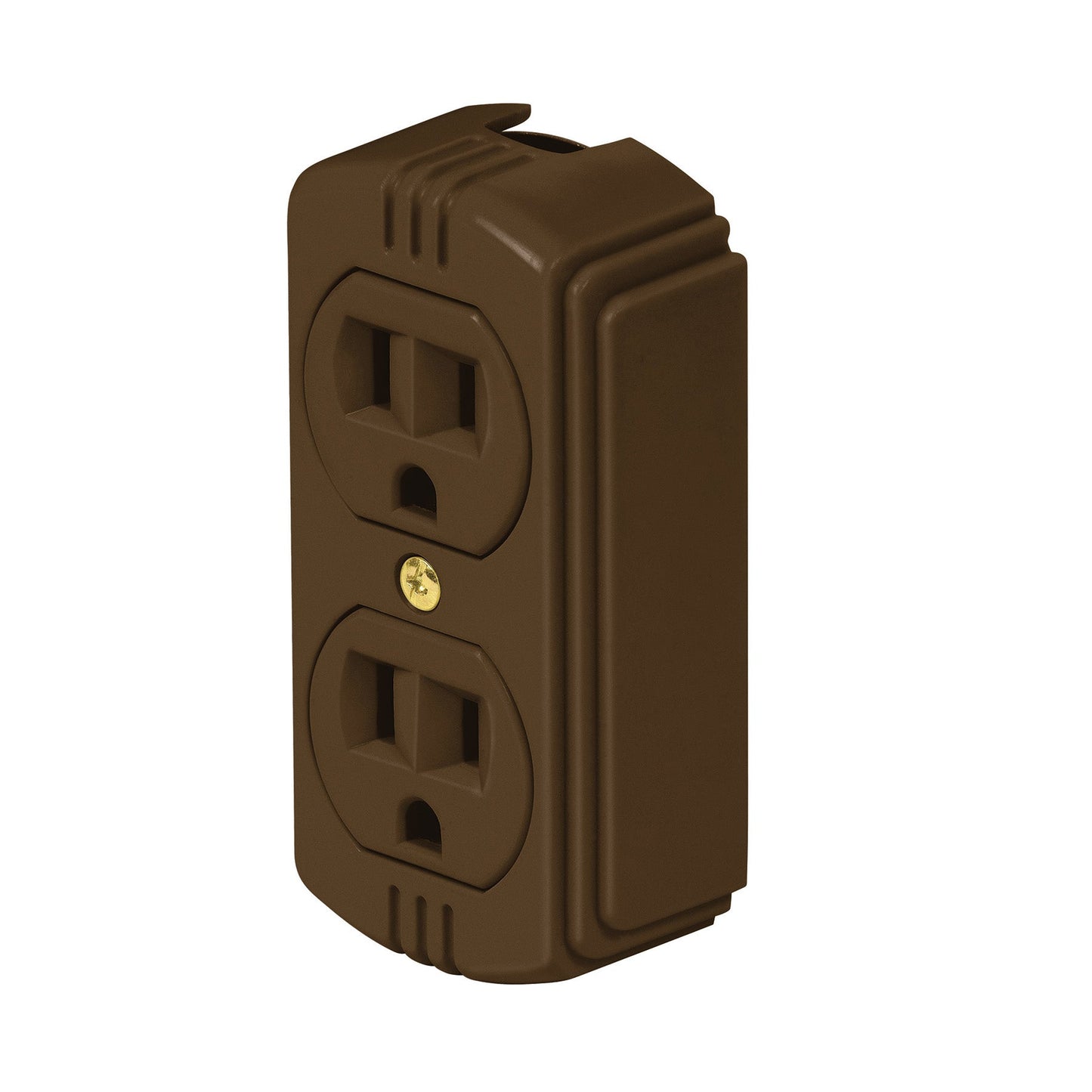 Contacto de sobreponer dúplex, 2 polos+ tierra, café