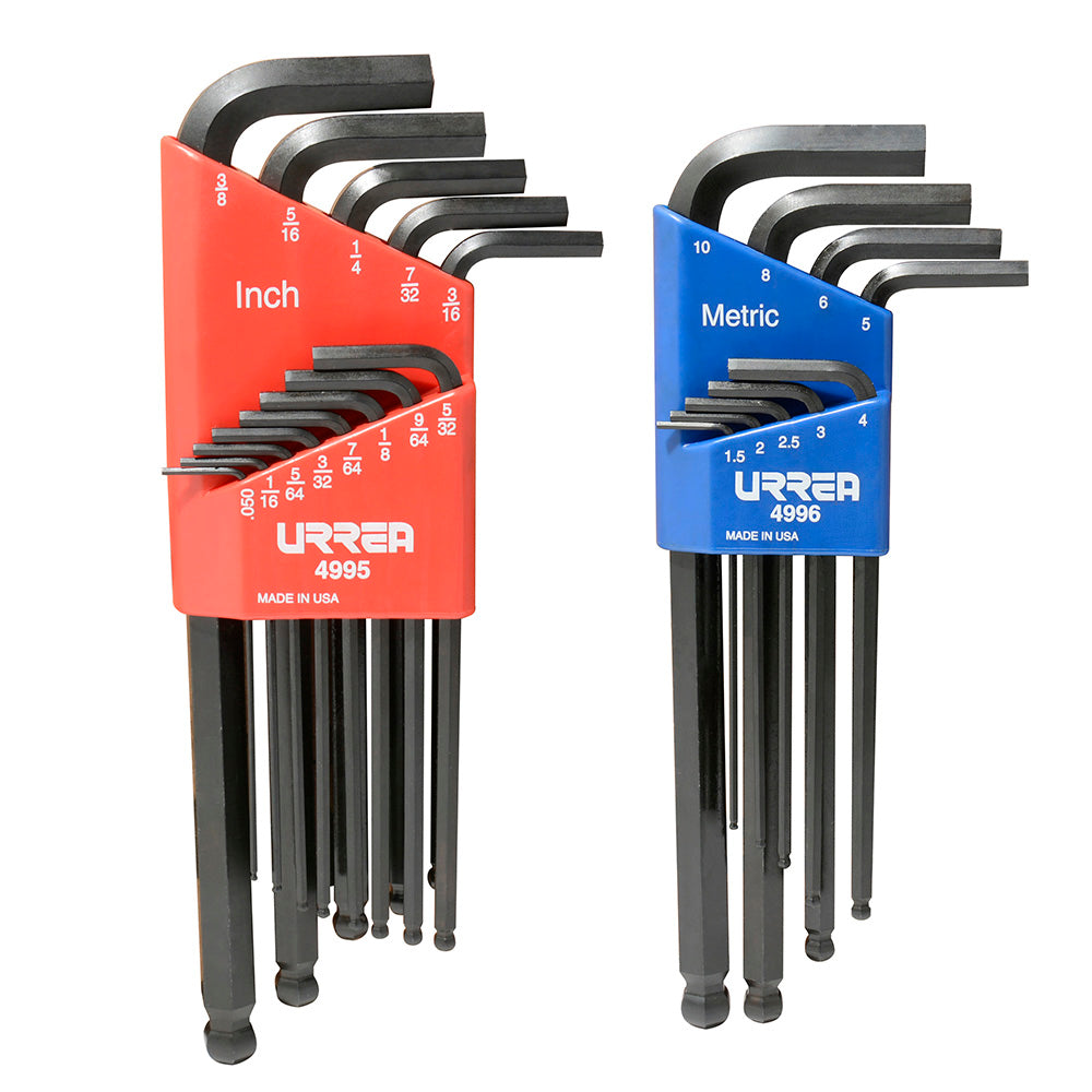 Juego de 22 llaves hexagonales "L" combinado punta de bola rack Urrea