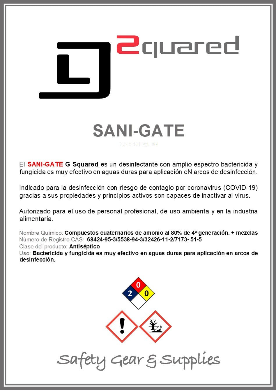 Solución Desinfectante para Arco Sanitizante | G^2