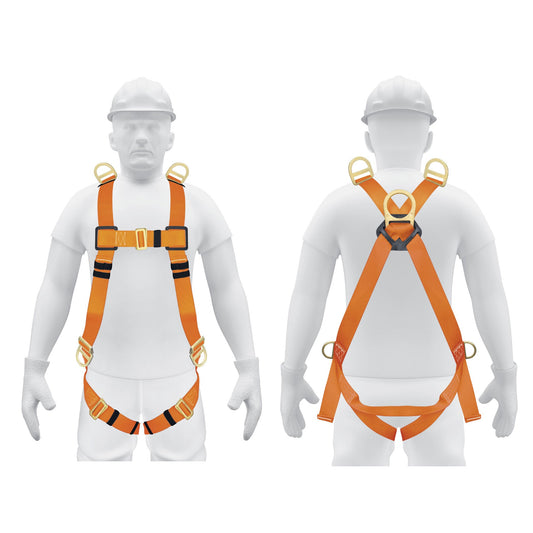 Arnés Cuerpo Completo de 5 Anillos | | Normas: ANSI Z359.11 y EN 361 | Caja con 2 piezas