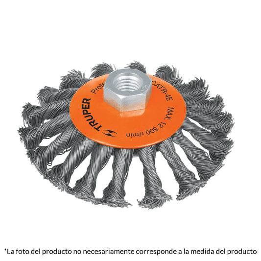 Carda Trenzada tipo cónico para esmeriladora  (Caja de 4 piezas)