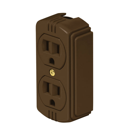 Contacto de sobreponer dúplex, 2 polos+ tierra, café