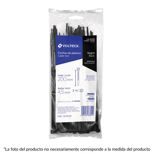 Cintillo plástico 50 lb | Bolsa con 50 piezas | Caja con 10 Bolsas