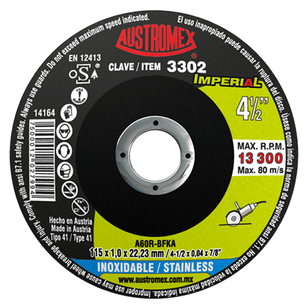 Disco de Corte Imperial Austromex 3302 - 4/12" | Caja con 25 piezas