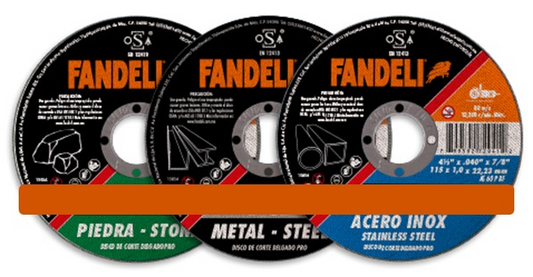 Disco de Corte Delgado INOX Fandeli 4 1/2" DCD 109 | Paquete con 100 piezas