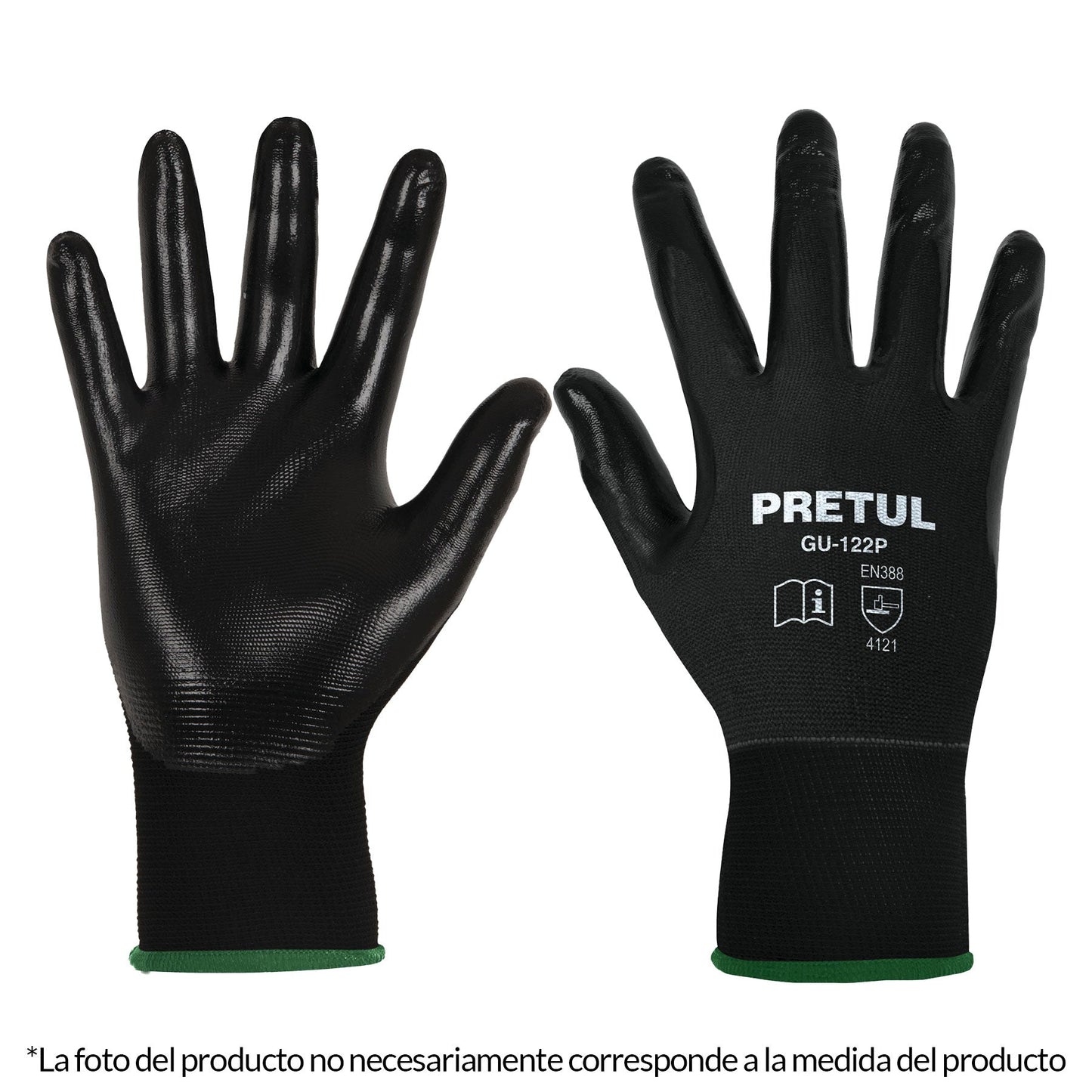 Guantes de Nylon Recubiertos de Nitrilo Pretul | Caja con 6 pares