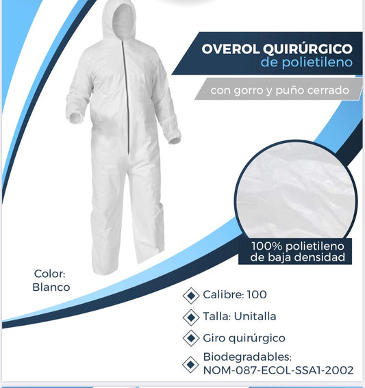 Overol de Polietileno | Con gorro y puño cerrado
