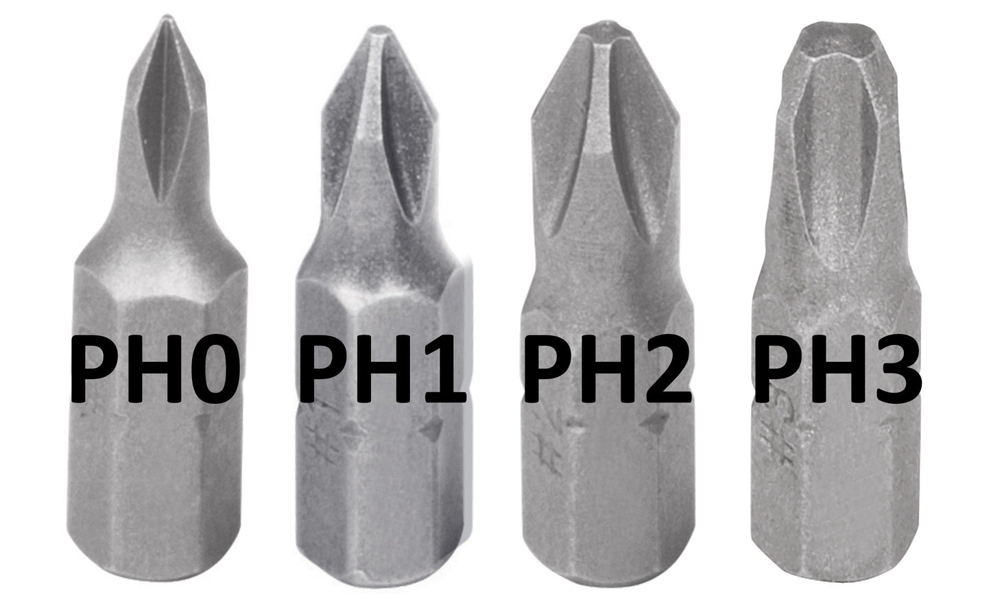 Puntas Phillips PH0 - PH1 - PH2 - PH3 (Caja con 6 bolsas)