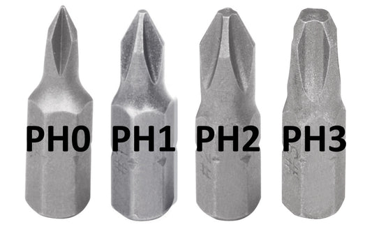 Puntas Phillips PH0 - PH1 - PH2 - PH3 (Caja con 6 bolsas)