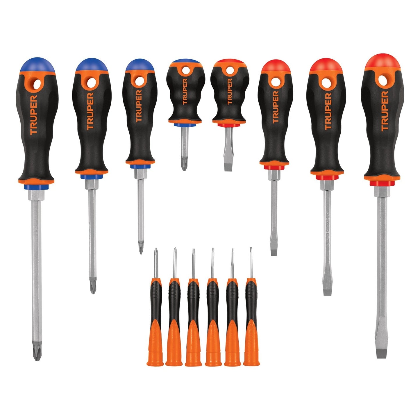 Juego de Desarmadores, mango comfort grip, 14 piezas