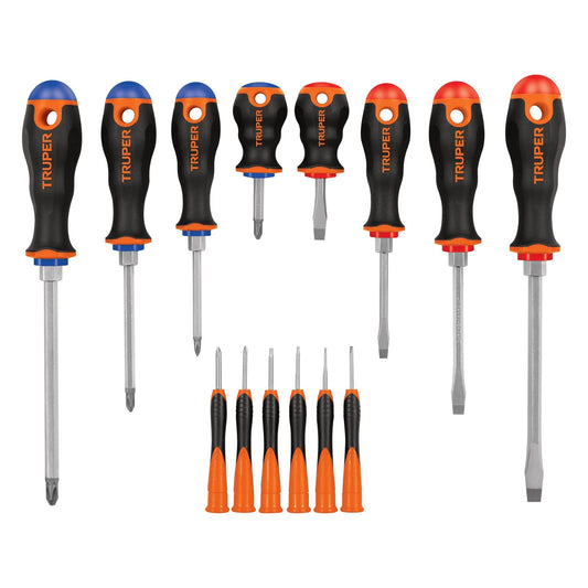 Juego de Desarmadores, mango comfort grip, 14 piezas